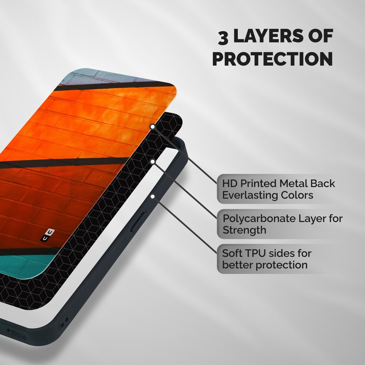 Wall Diagonal Stripes Shockproof Hybrid Protection (Metal + TPU) Back Case Cover