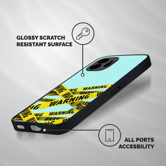 Warning Design Shockproof Hybrid Protection (Metal + TPU) Back Case Cover