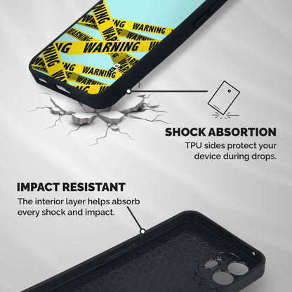 Warning Design Shockproof Hybrid Protection (Metal + TPU) Back Case Cover