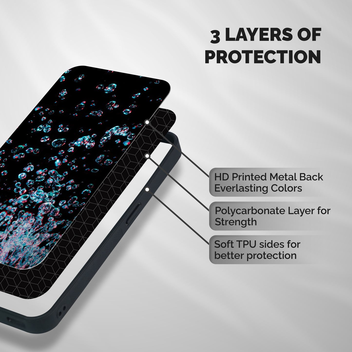 Water Droplets Shockproof Hybrid Protection (Metal + TPU) Back Case Cover