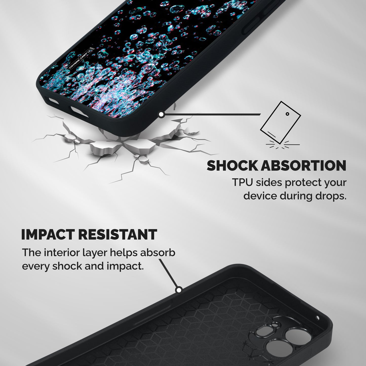 Water Droplets Shockproof Hybrid Protection (Metal + TPU) Back Case Cover