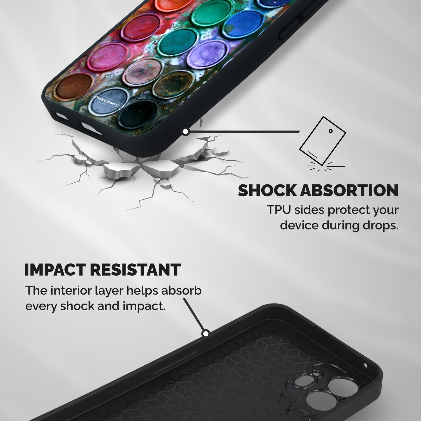 Water Paint Box Shockproof Hybrid Protection (Metal + TPU) Back Case Cover