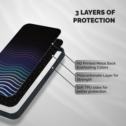 Wavy Stripes Shockproof Hybrid Protection (Metal + TPU) Back Case Cover