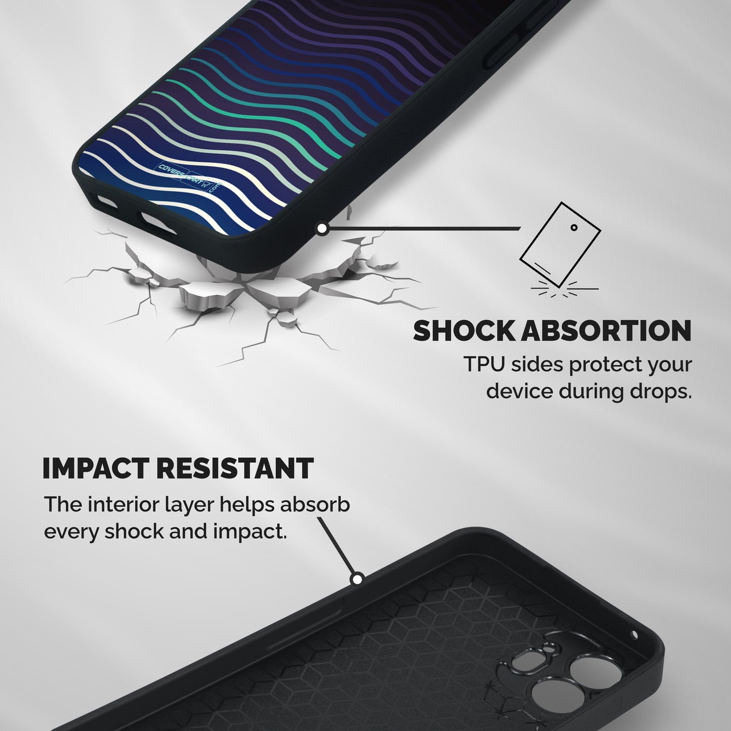 Wavy Stripes Shockproof Hybrid Protection (Metal + TPU) Back Case Cover