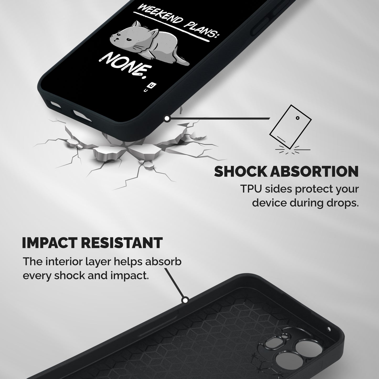 Weekend Plans None Shockproof Hybrid Protection (Metal + TPU) Back Case Cover