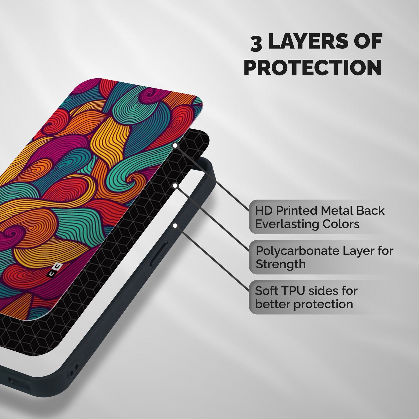 Whimsical Colors Shockproof Hybrid Protection (Metal + TPU) Back Case Cover