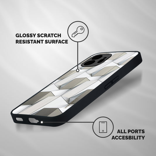 White Abstract Art Shockproof Hybrid Protection (Metal + TPU) Back Case Cover