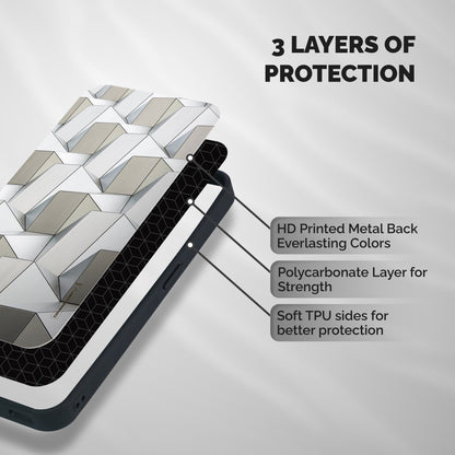 White Abstract Art Shockproof Hybrid Protection (Metal + TPU) Back Case Cover