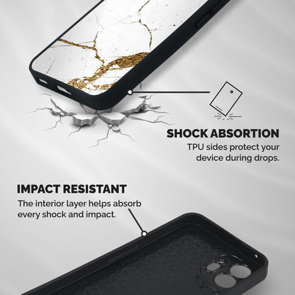 White and Gold Design Shockproof Hybrid Protection (Metal + TPU) Back Case Cover