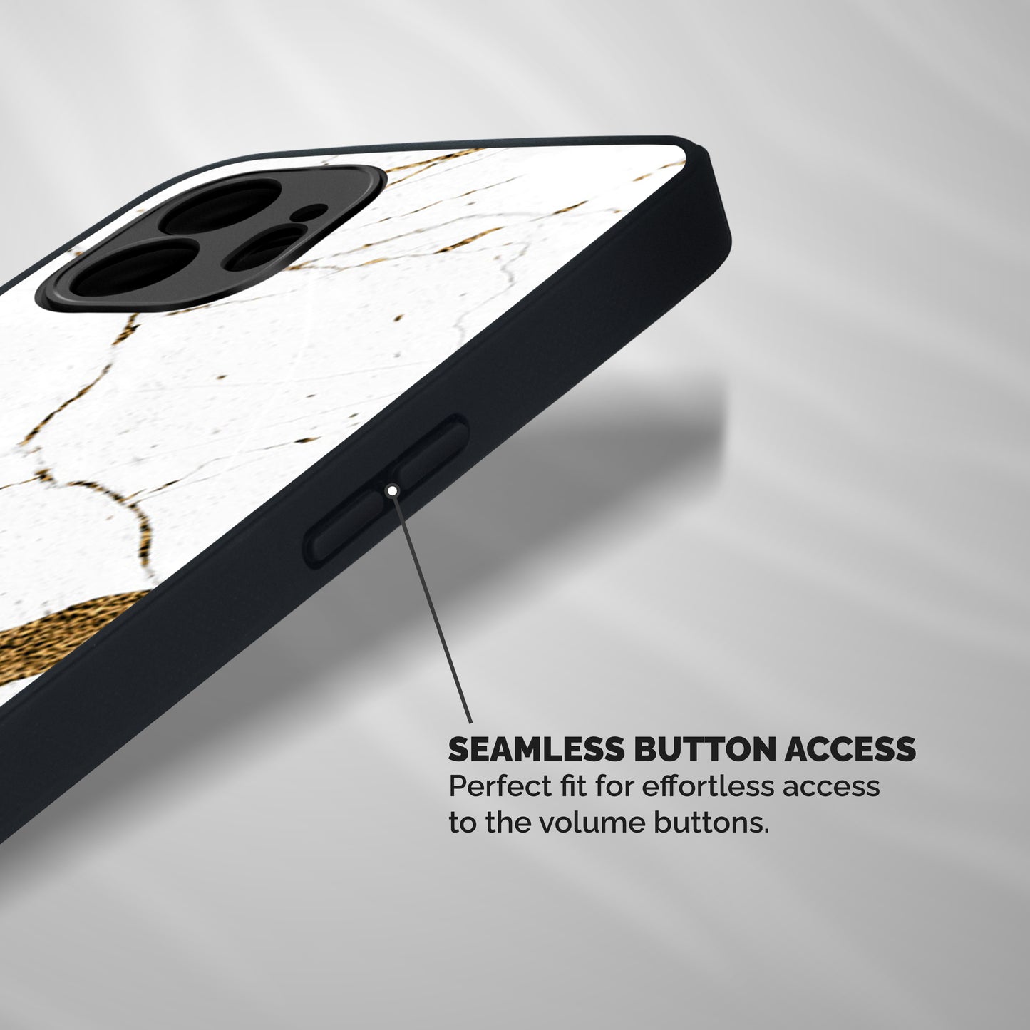 White and Gold Design Shockproof Hybrid Protection (Metal + TPU) Back Case Cover