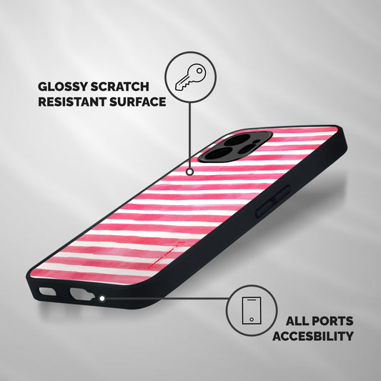 White And Pink Stripes Shockproof Hybrid Protection (Metal + TPU) Back Case Cover