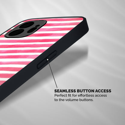 White And Pink Stripes Shockproof Hybrid Protection (Metal + TPU) Back Case Cover