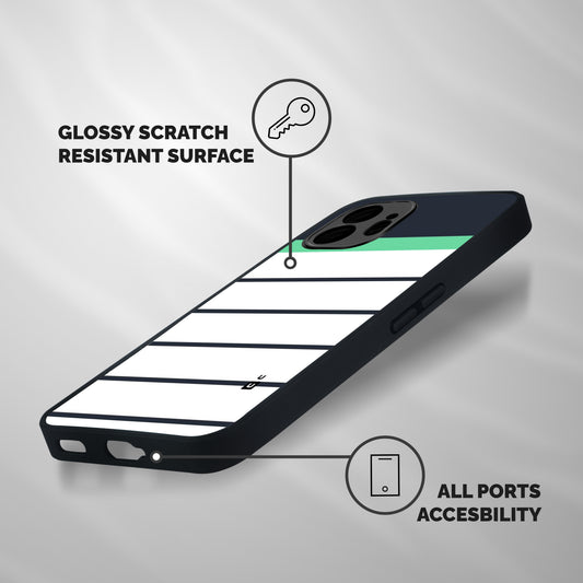White and Simple Stripes Shockproof Hybrid Protection (Metal + TPU) Back Case Cover