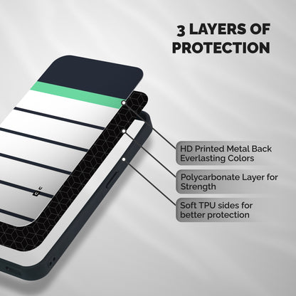 White and Simple Stripes Shockproof Hybrid Protection (Metal + TPU) Back Case Cover