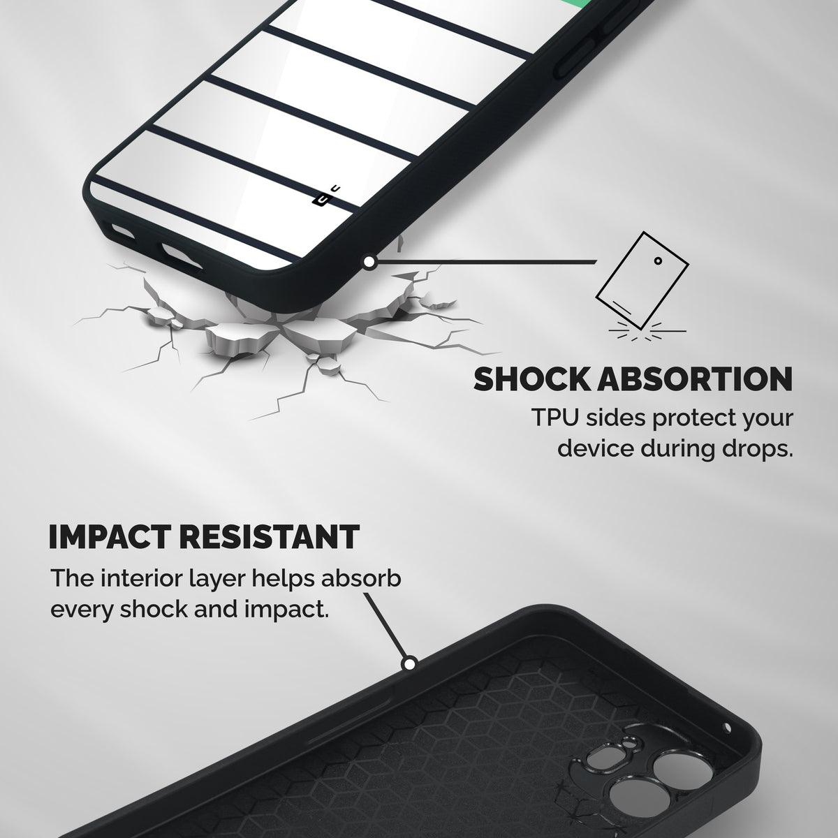 White and Simple Stripes Shockproof Hybrid Protection (Metal + TPU) Back Case Cover