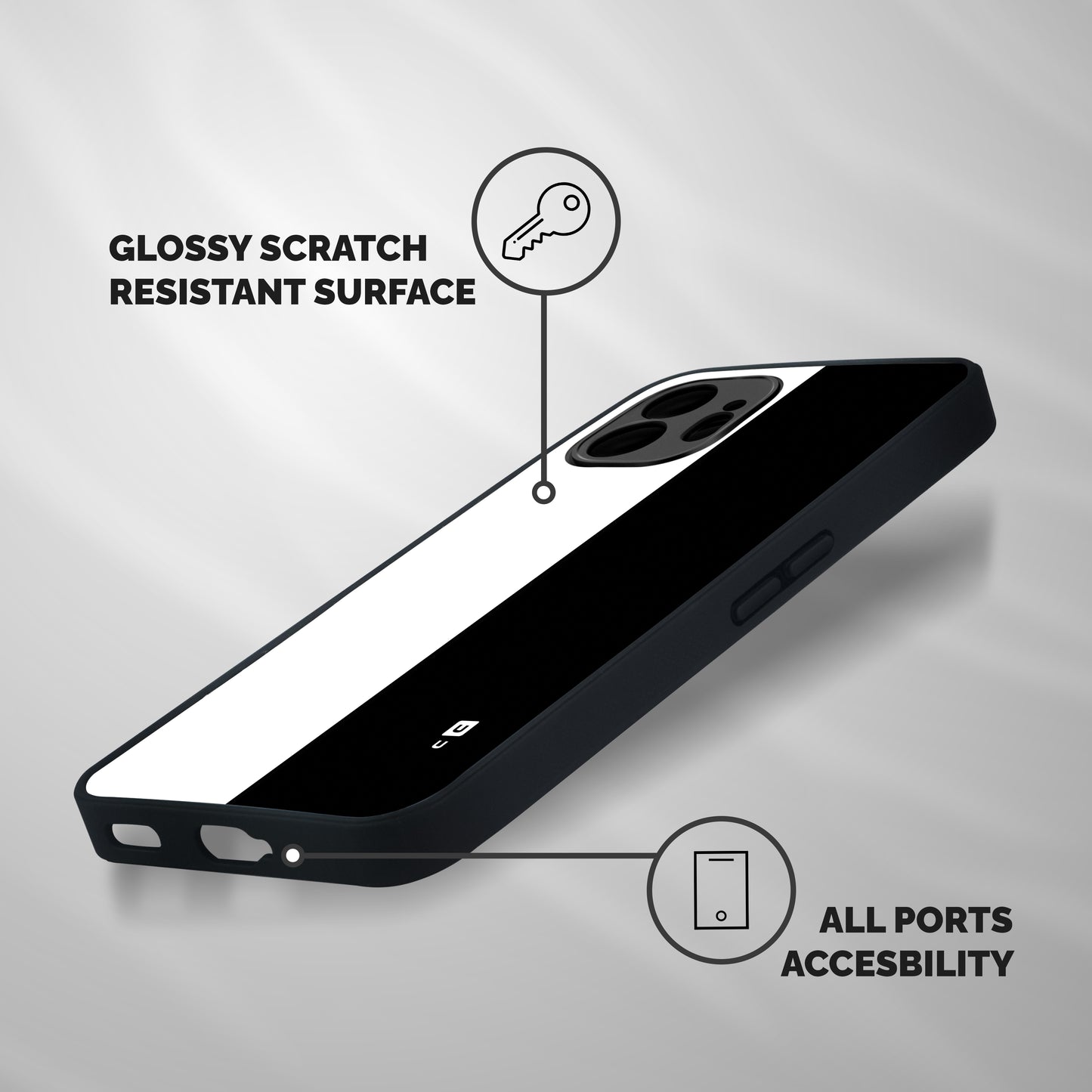 White Black Super Minimalistic Shockproof Hybrid Protection (Metal + TPU) Back Case Cover