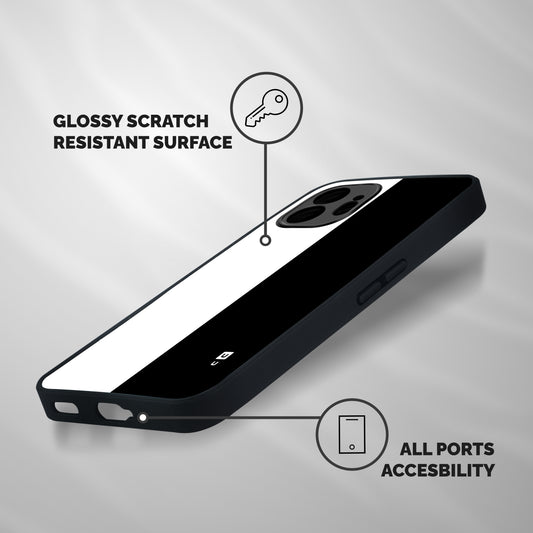 White Black Super Minimalistic Shockproof Hybrid Protection (Metal + TPU) Back Case Cover