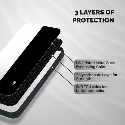 White Black Super Minimalistic Shockproof Hybrid Protection (Metal + TPU) Back Case Cover