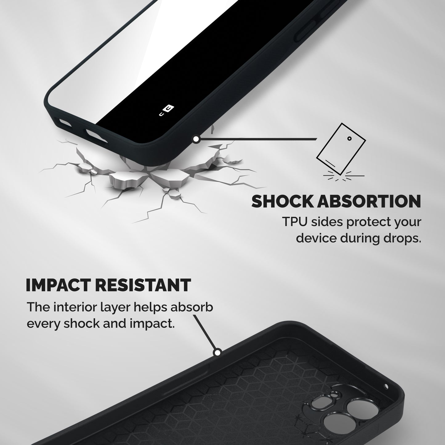 White Black Super Minimalistic Shockproof Hybrid Protection (Metal + TPU) Back Case Cover