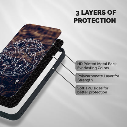 White Circle Shockproof Hybrid Protection (Metal + TPU) Back Case Cover