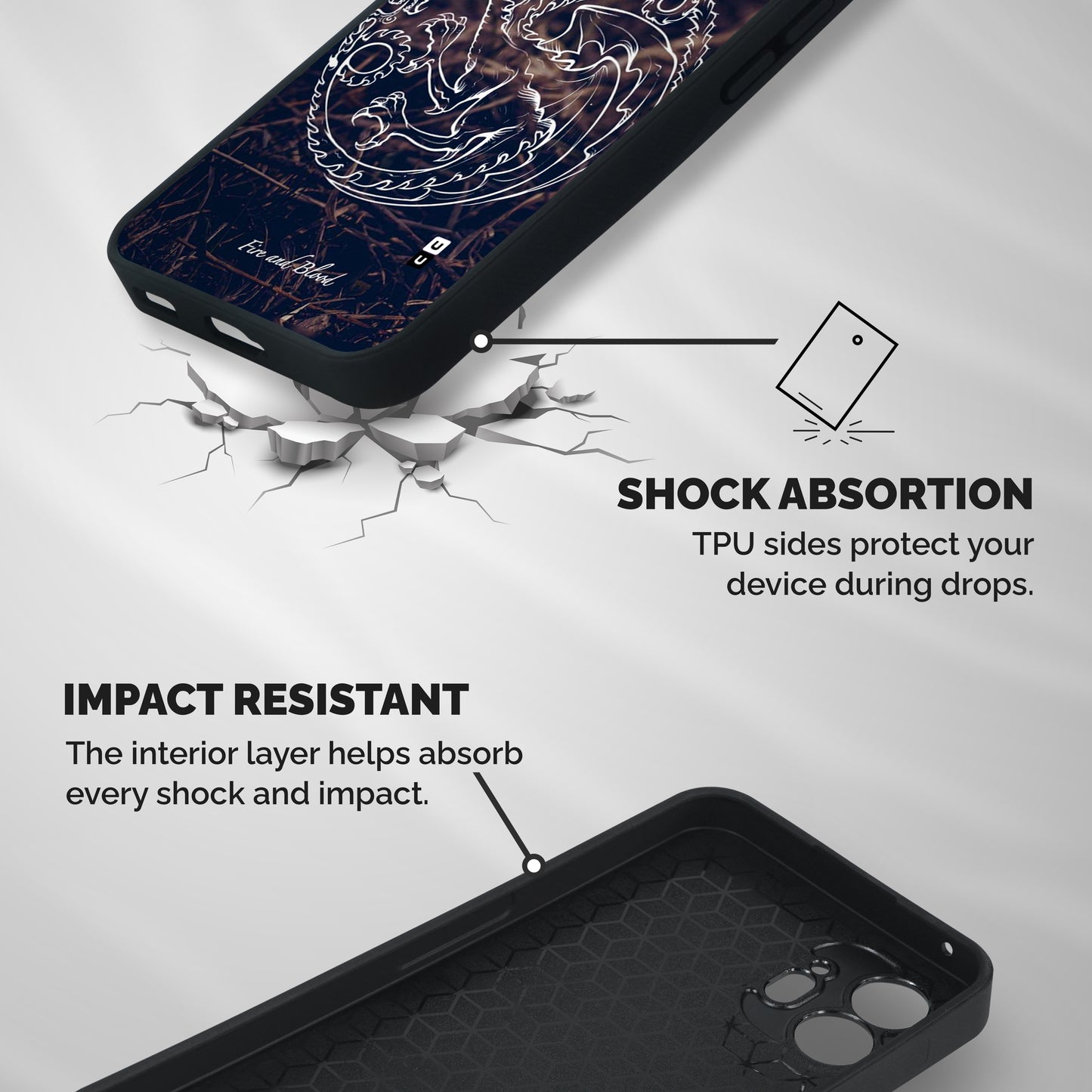 White Circle Shockproof Hybrid Protection (Metal + TPU) Back Case Cover