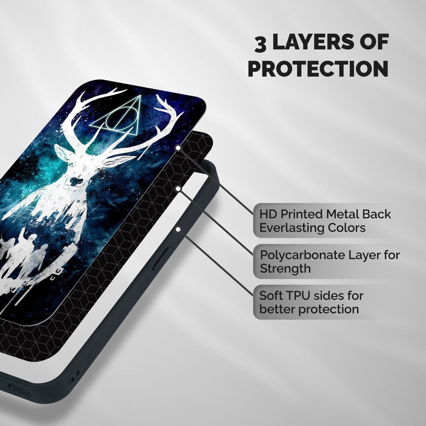 White Deer Shockproof Hybrid Protection (Metal + TPU) Back Case Cover