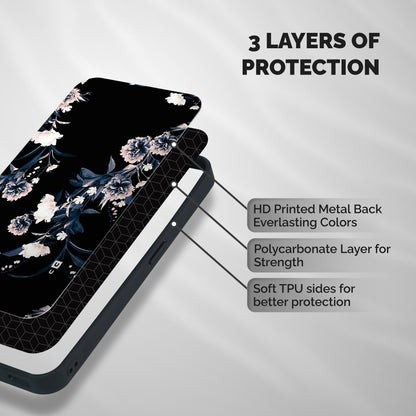 White Flora Shockproof Hybrid Protection (Metal + TPU) Back Case Cover
