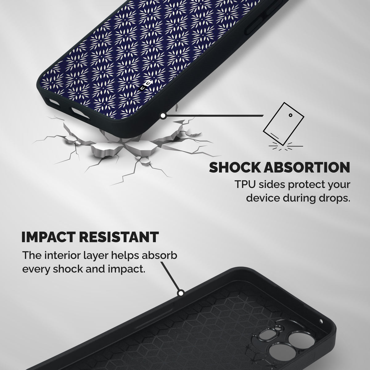White Petals Pattern Shockproof Hybrid Protection (Metal + TPU) Back Case Cover