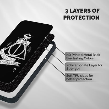 White Ribbon Shockproof Hybrid Protection (Metal + TPU) Back Case Cover