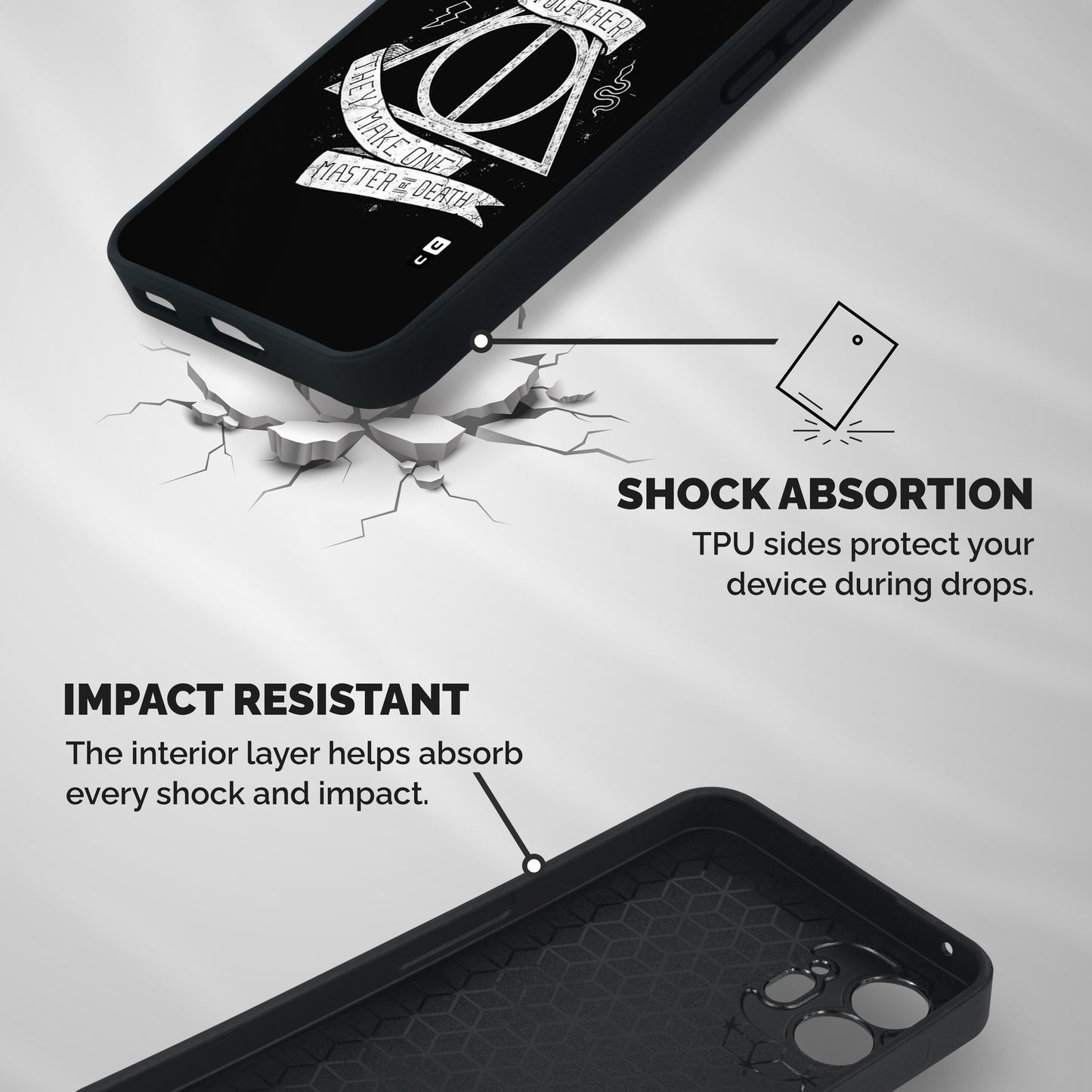 White Ribbon Shockproof Hybrid Protection (Metal + TPU) Back Case Cover