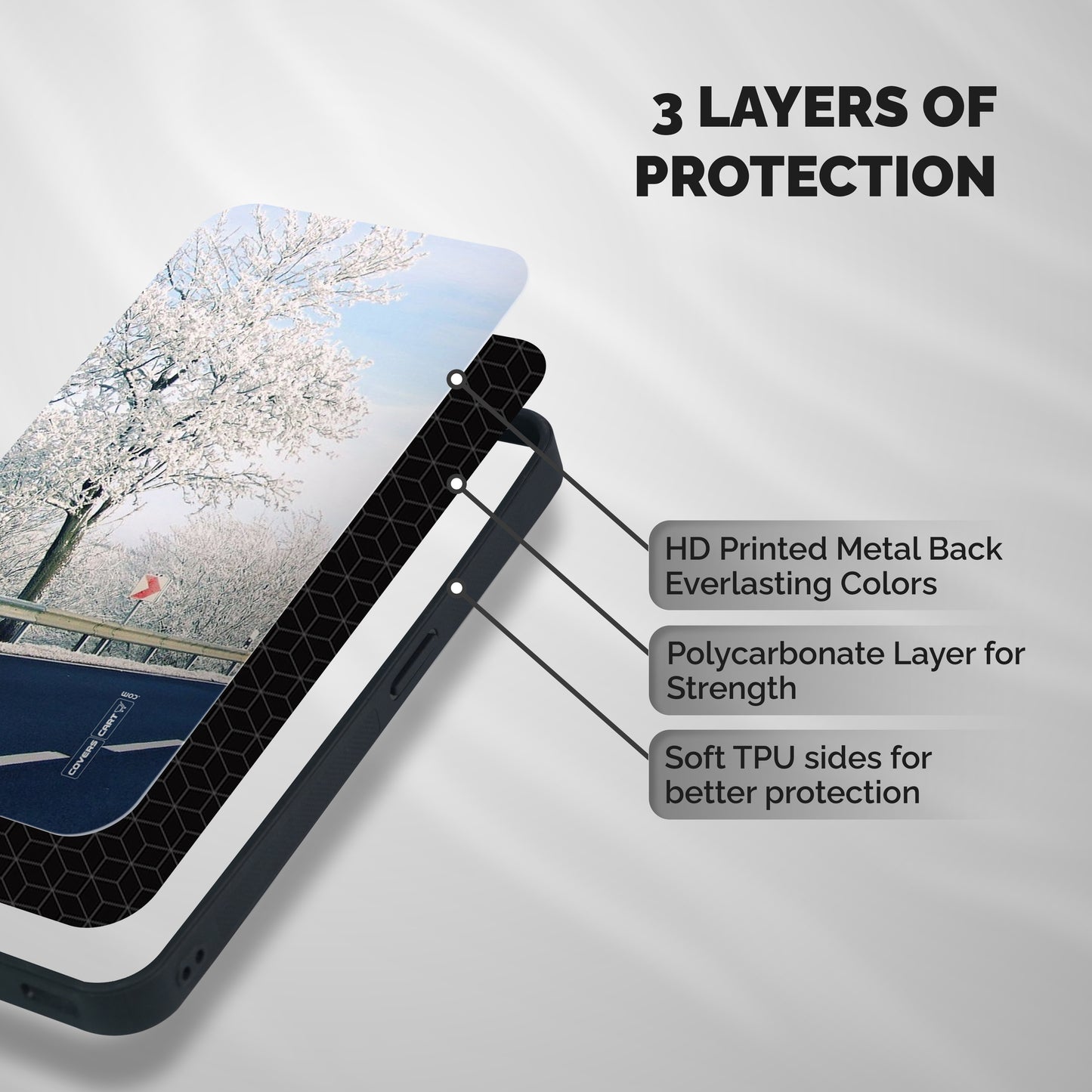 White Snow Tree Shockproof Hybrid Protection (Metal + TPU) Back Case Cover