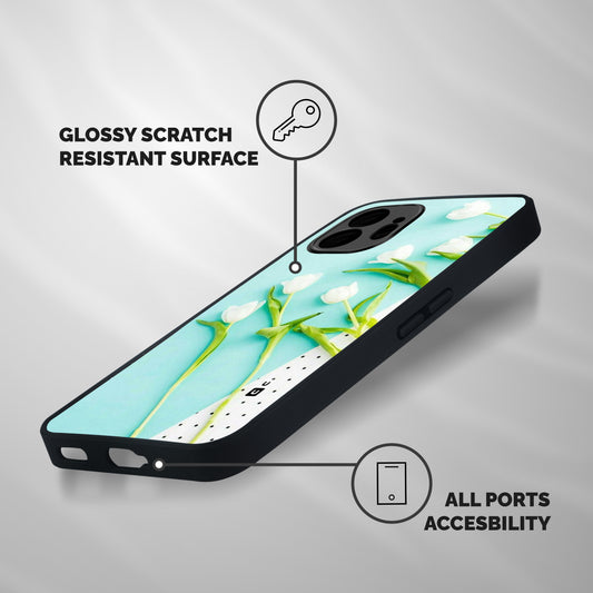 White Tulips Shockproof Hybrid Protection (Metal + TPU) Back Case Cover