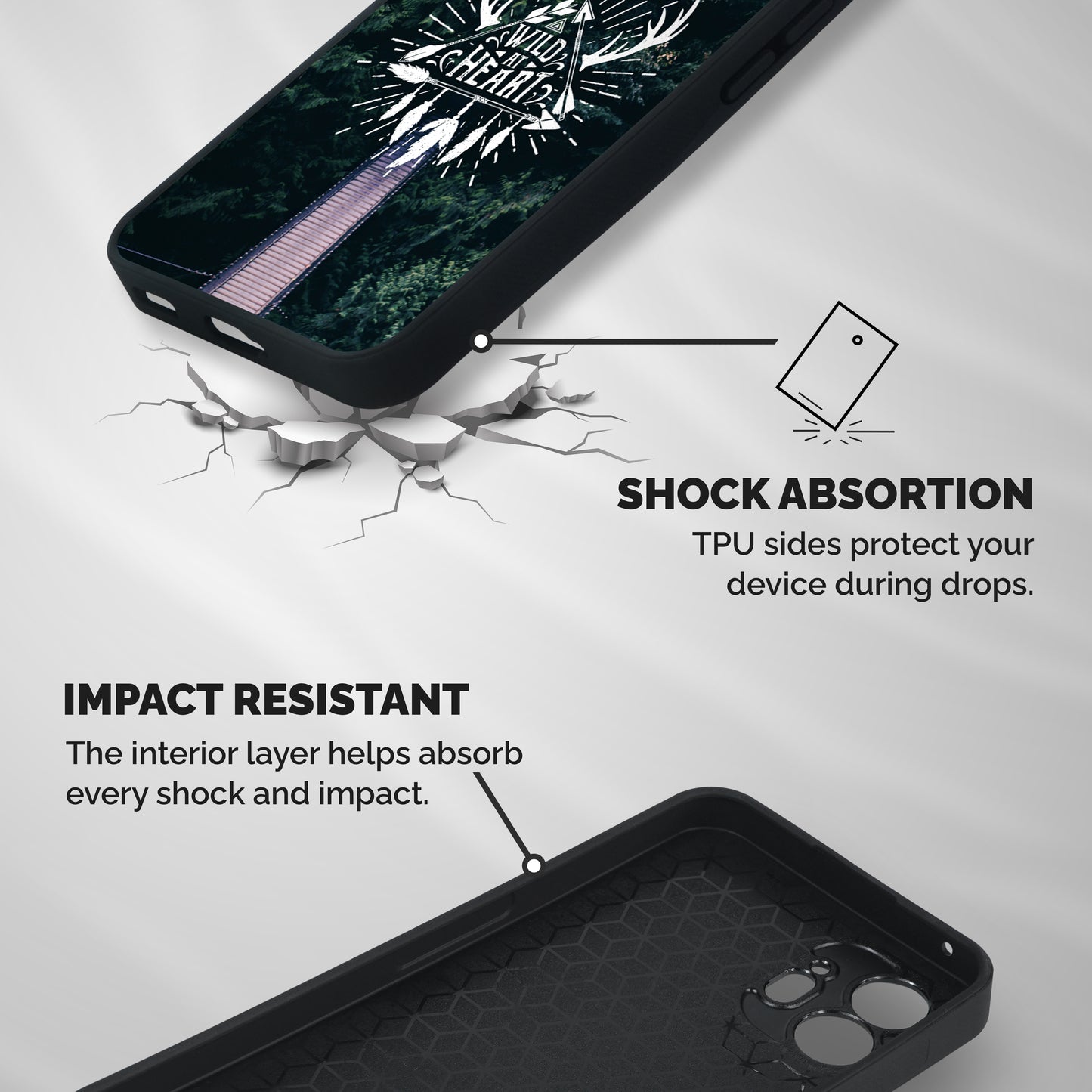 Wild Heart Shockproof Hybrid Protection (Metal + TPU) Back Case Cover