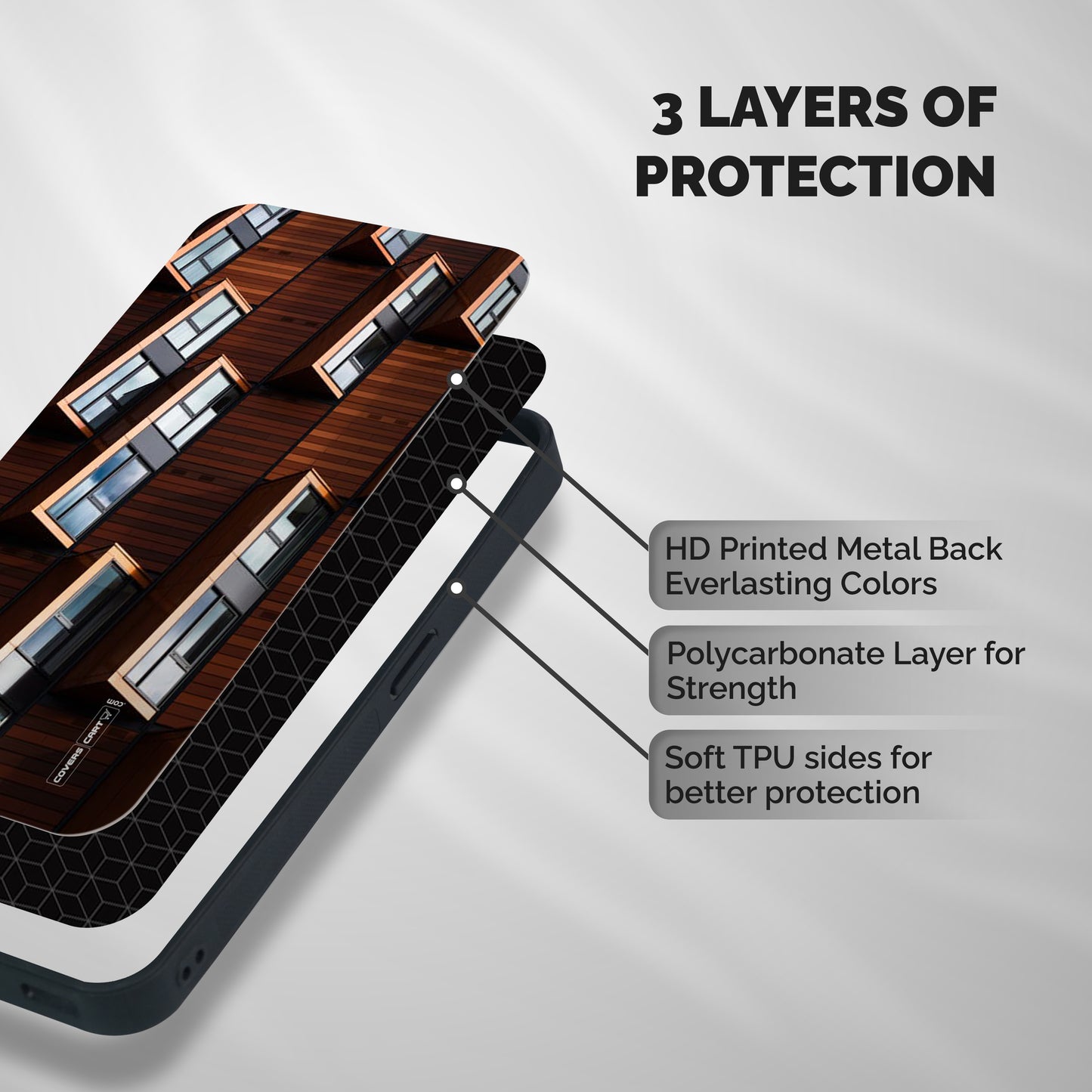 Window Abstract Shockproof Hybrid Protection (Metal + TPU) Back Case Cover