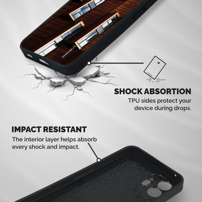 Window Abstract Shockproof Hybrid Protection (Metal + TPU) Back Case Cover