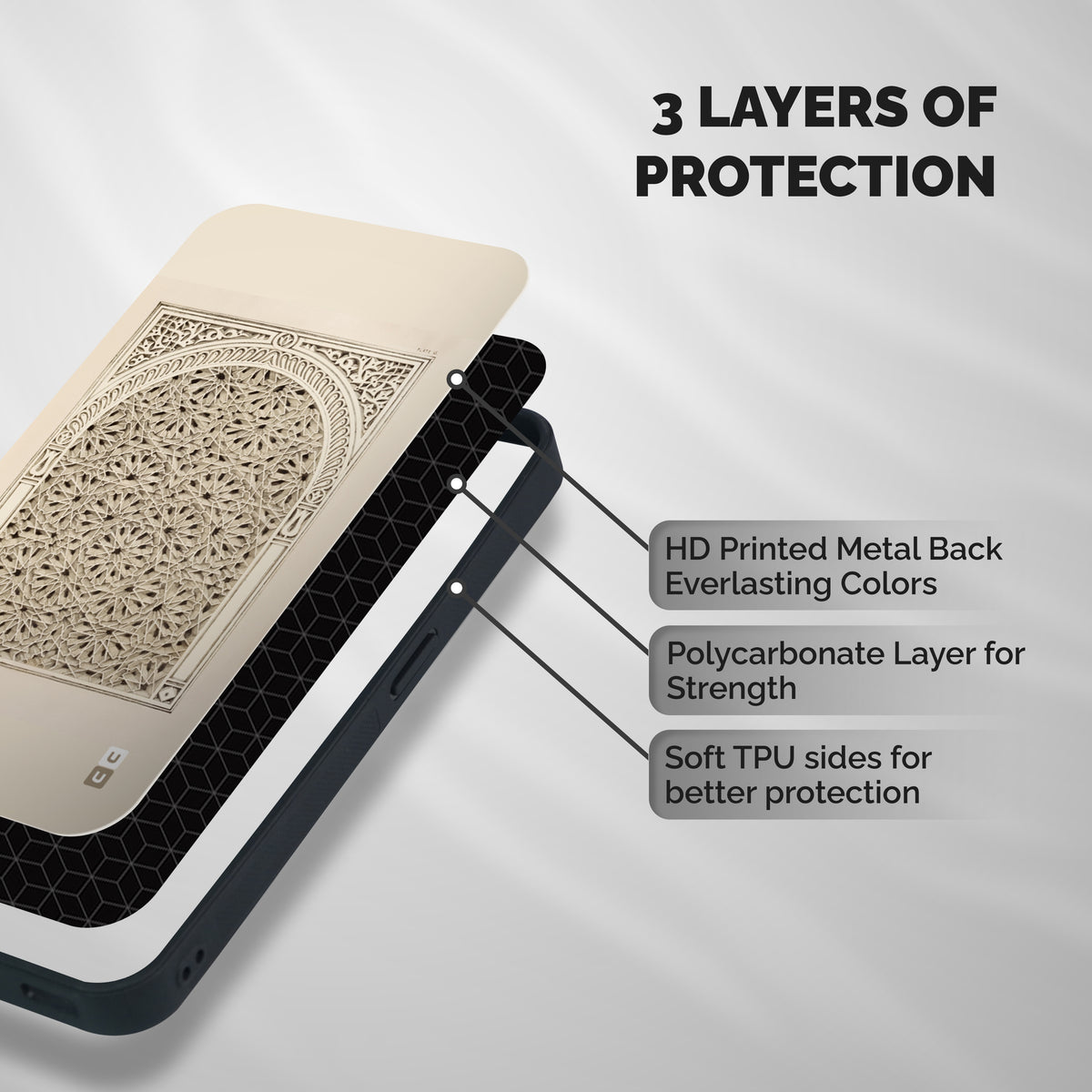 Window Ornaments Shockproof Hybrid Protection (Metal + TPU) Back Case Cover