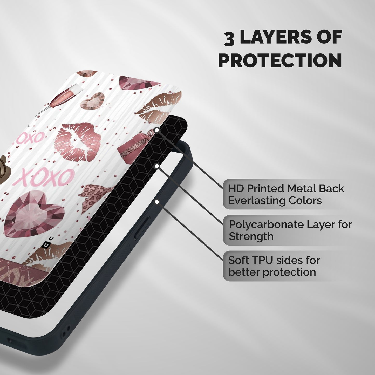 Wine Lip xoxo Shockproof Hybrid Protection (Metal + TPU) Back Case Cover
