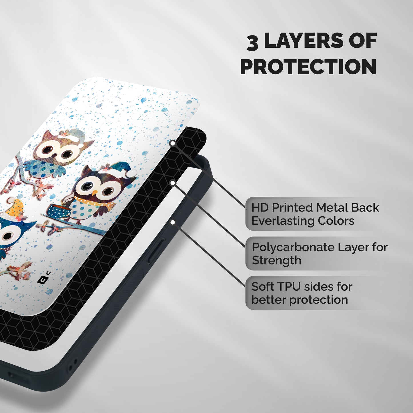 Winter Owls Shockproof Hybrid Protection (Metal + TPU) Back Case Cover