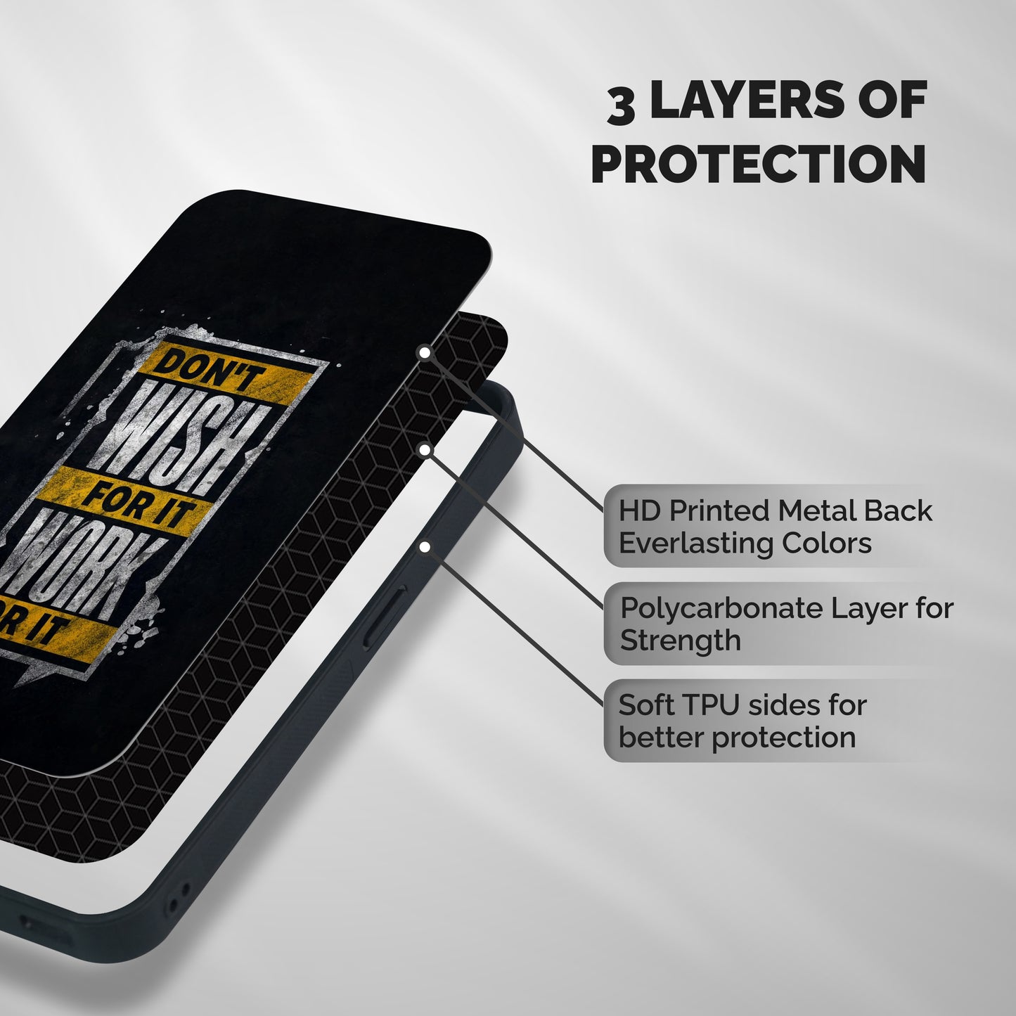 Wish Work Shockproof Hybrid Protection (Metal + TPU) Back Case Cover