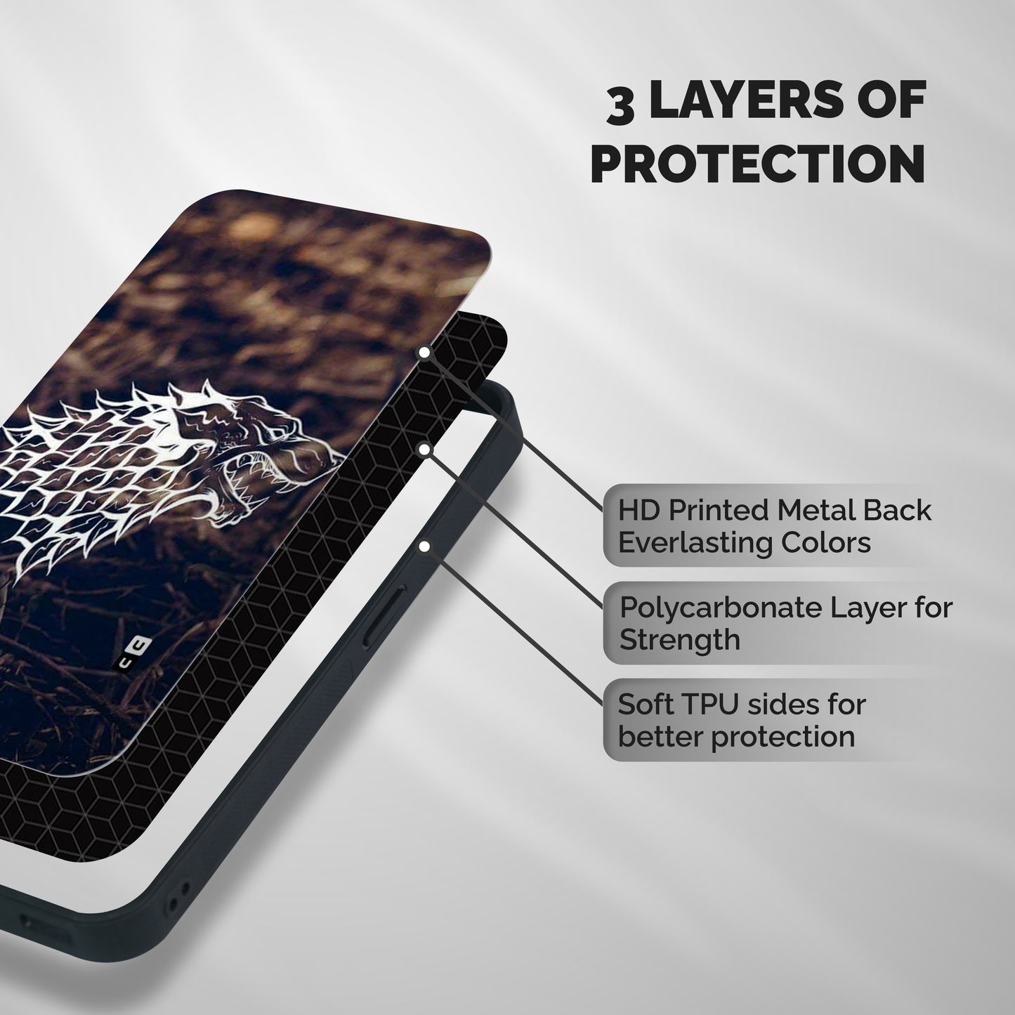 Wolf In White Shockproof Hybrid Protection (Metal + TPU) Back Case Cover
