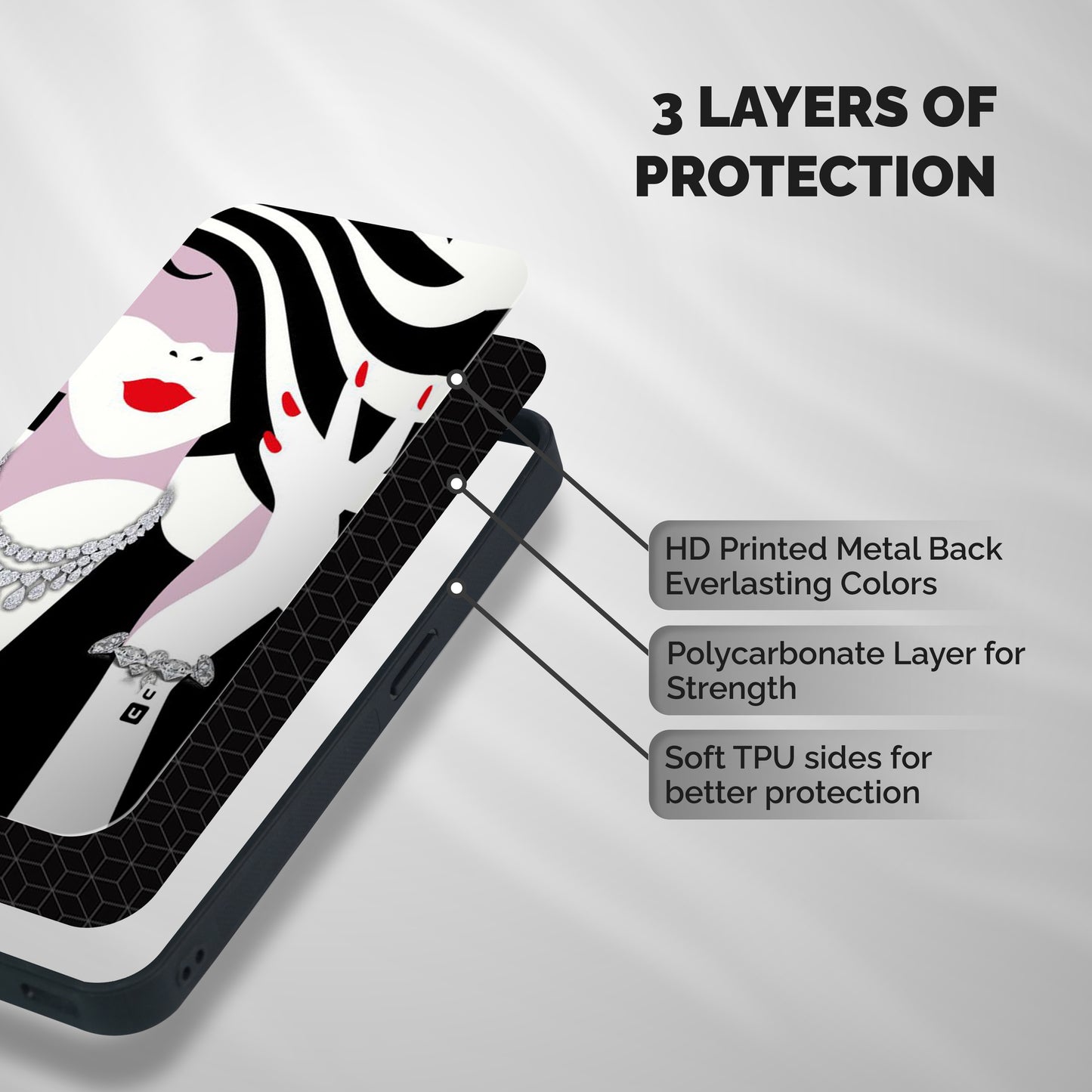 Women Beauty Shockproof Hybrid Protection (Metal + TPU) Back Case Cover