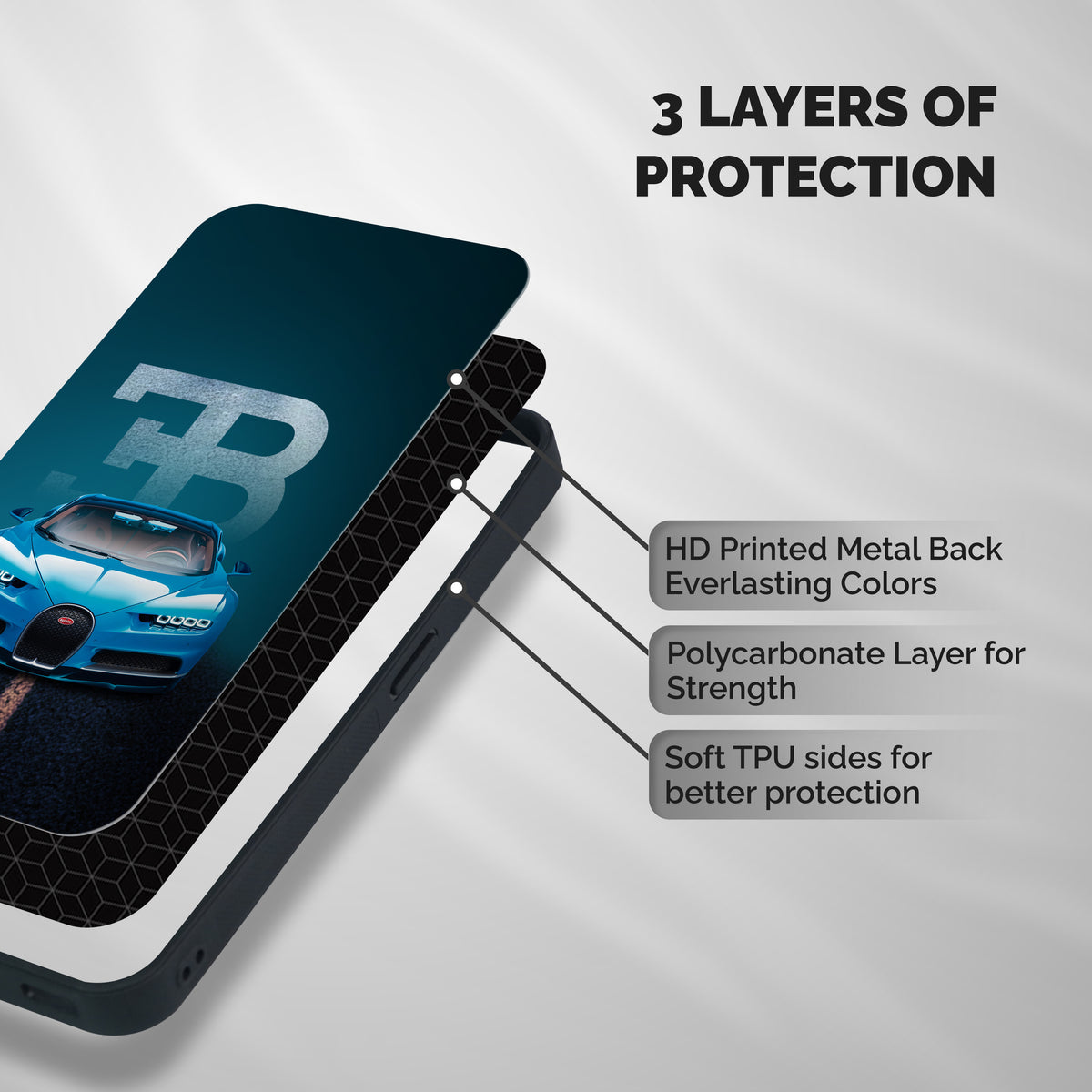 Wonderful Supercar Shockproof Hybrid Protection (Metal + TPU) Back Case Cover