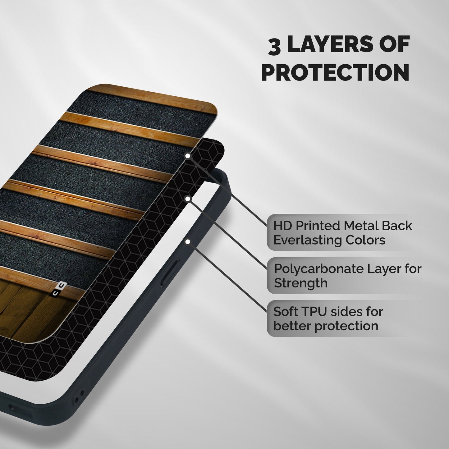 Wood Design Shockproof Hybrid Protection (Metal + TPU) Back Case Cover