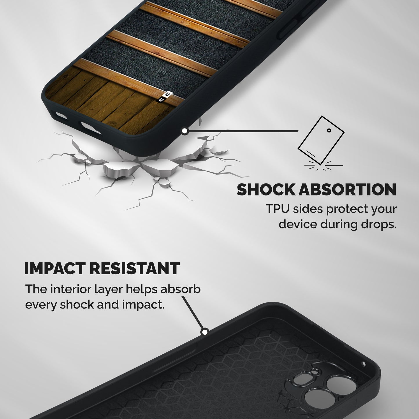 Wood Design Shockproof Hybrid Protection (Metal + TPU) Back Case Cover