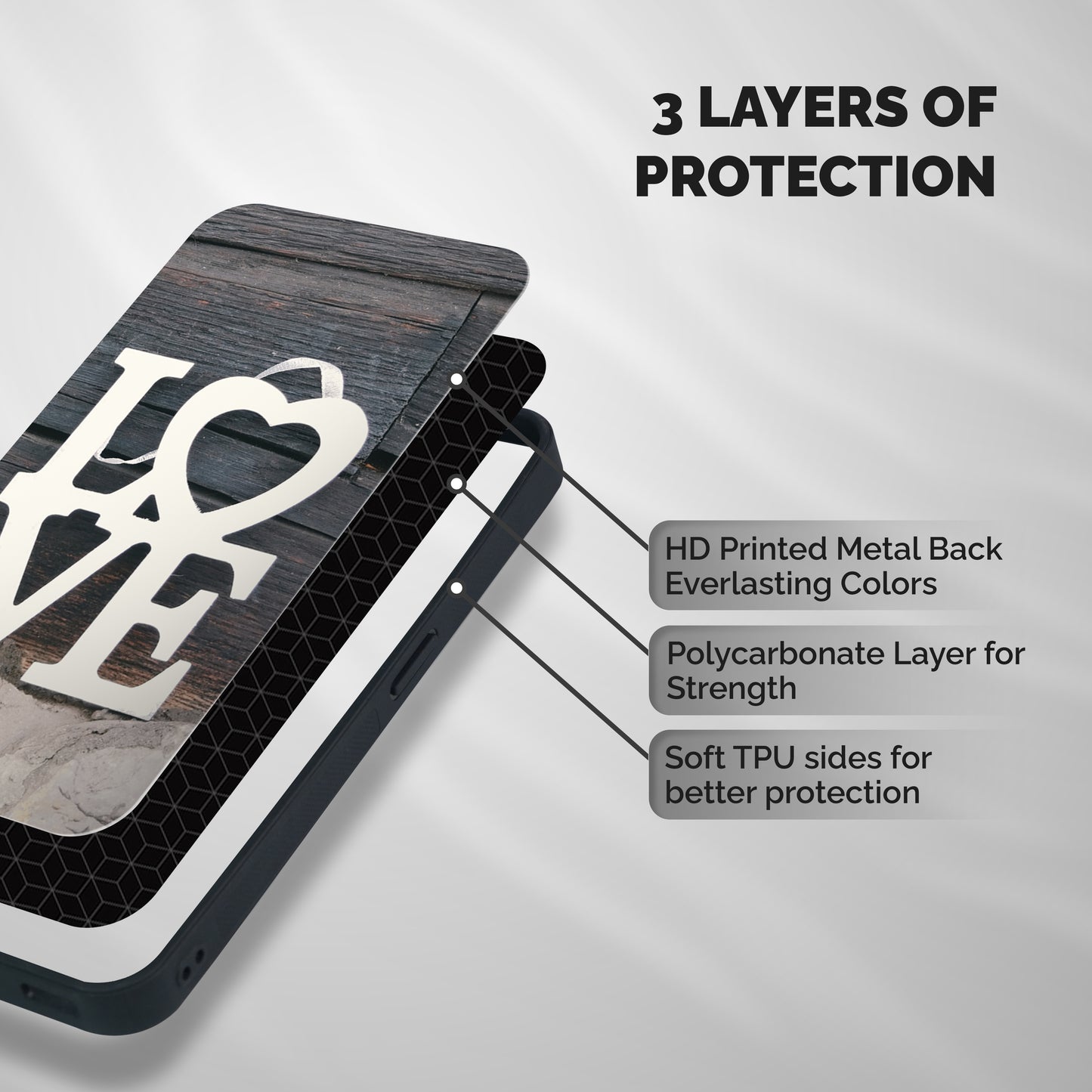 Wood Love Lock Shockproof Hybrid Protection (Metal + TPU) Back Case Cover