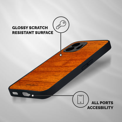 Wood Texture Design Shockproof Hybrid Protection (Metal + TPU) Back Case Cover