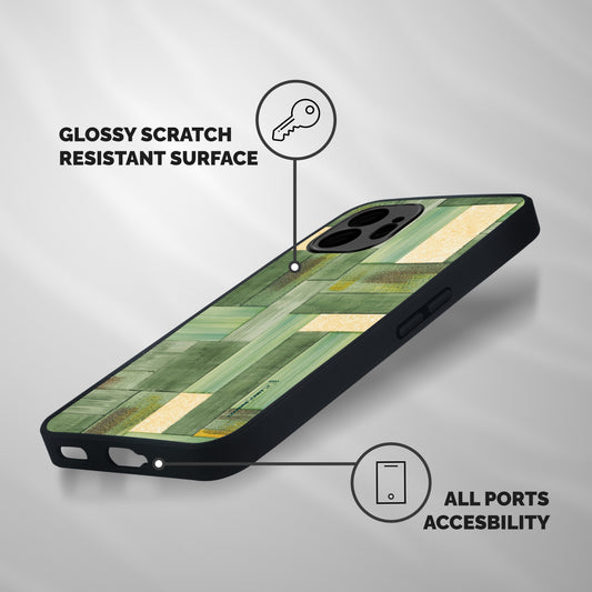 Wooden Green Texture Shockproof Hybrid Protection (Metal + TPU) Back Case Cover