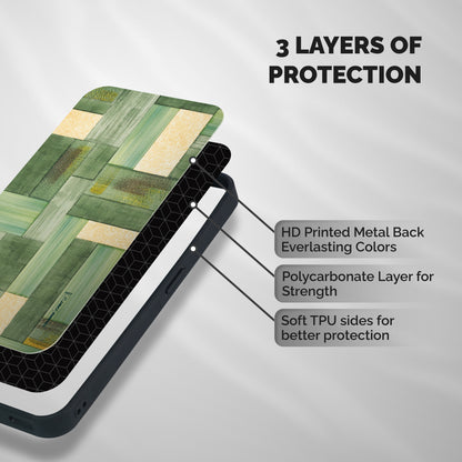 Wooden Green Texture Shockproof Hybrid Protection (Metal + TPU) Back Case Cover