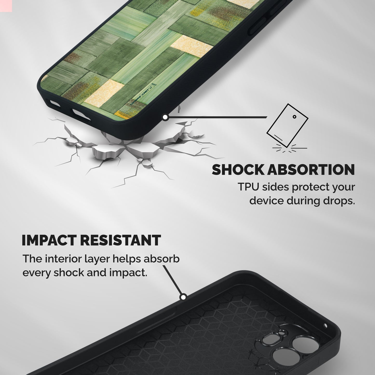 Wooden Green Texture Shockproof Hybrid Protection (Metal + TPU) Back Case Cover
