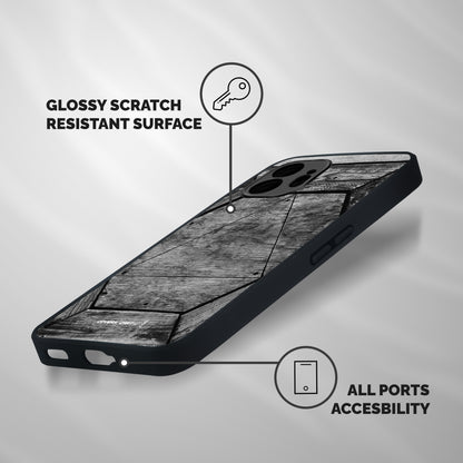 Wooden Hexagon Shockproof Hybrid Protection (Metal + TPU) Back Case Cover